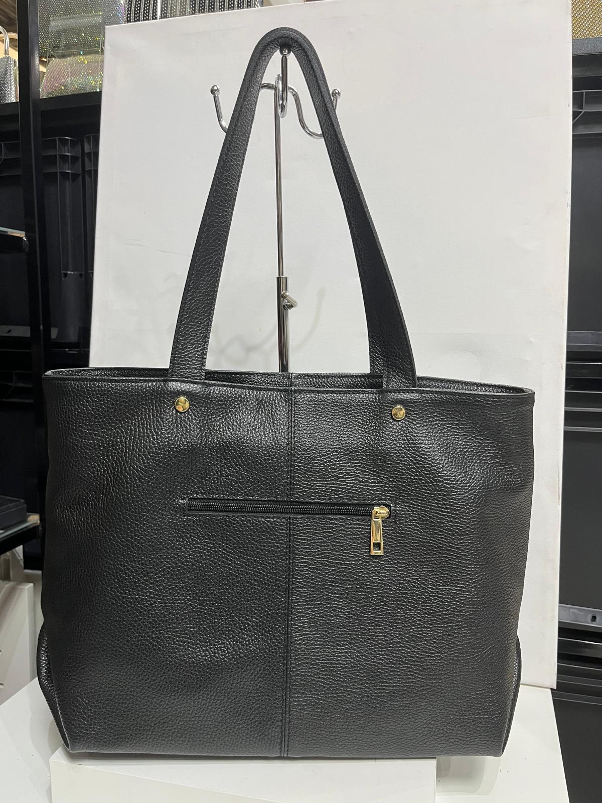 Nowość VEZZE ITALY torebka shopper skóra naturalna. Czarna