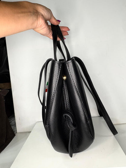 NOWOŚĆ VERA PELLE torebka damska łódka skóra naturalna ITALY Czarna