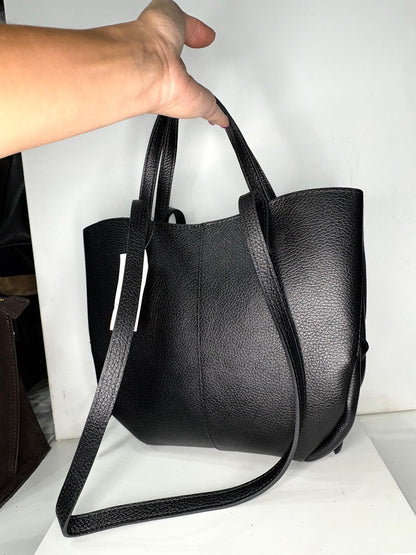 NOWOŚĆ VERA PELLE torebka damska łódka skóra naturalna ITALY Czarna