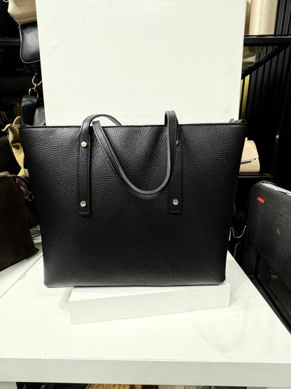 NOWOŚĆ Duża czarna włoska torba skórzana - shopper bag VEZZE