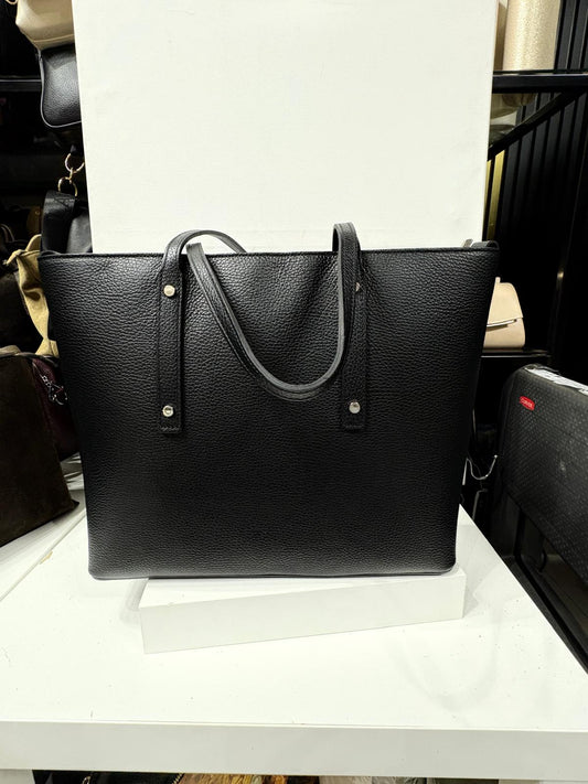 NOWOŚĆ Duża czarna włoska torba skórzana - shopper bag VEZZE