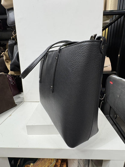 NOWOŚĆ Duża czarna włoska torba skórzana - shopper bag VEZZE