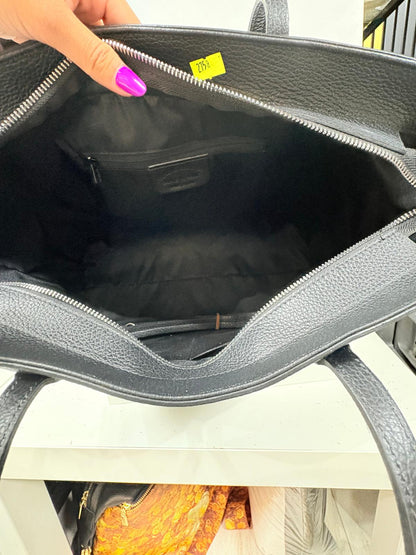 NOWOŚĆ Duża czarna włoska torba skórzana - shopper bag VEZZE