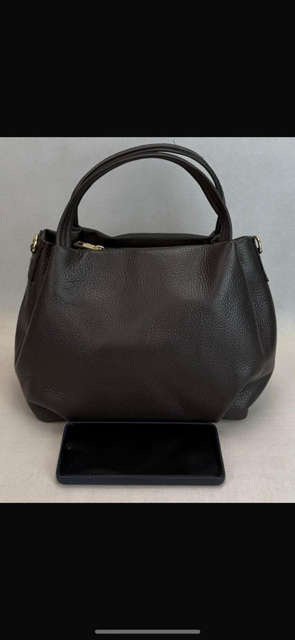 NOWOŚĆ Torebka skóra naturalna VEZZE czekolada