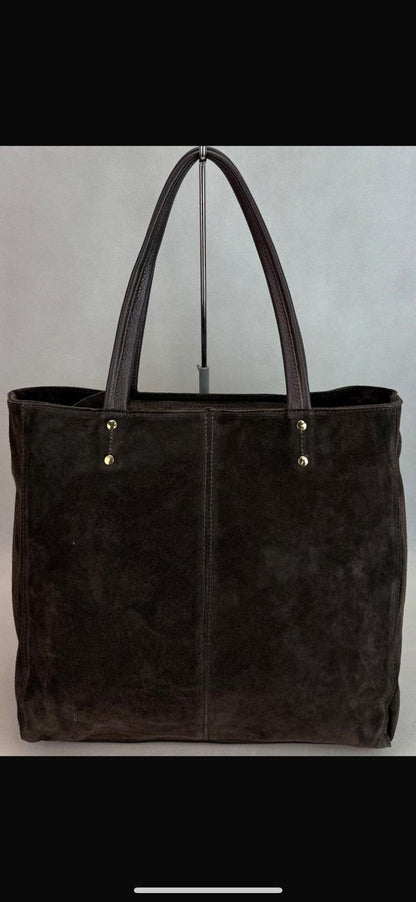 NOWOŚĆ Torebka zamsz naturalny VEZZE czekolada