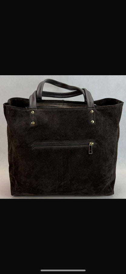 NOWOŚĆ Torebka zamsz naturalny VEZZE czekolada