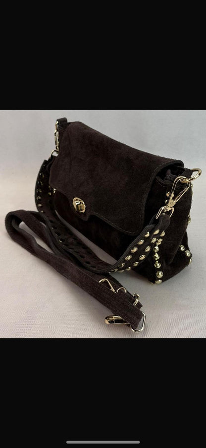 NOWOŚĆ Torebka zamsz naturalny VEZZE czekolada