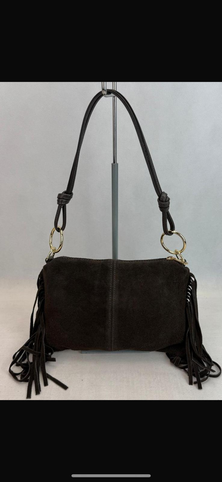 NOWOŚĆ Torebka zamsz naturalny VEZZE czekolada