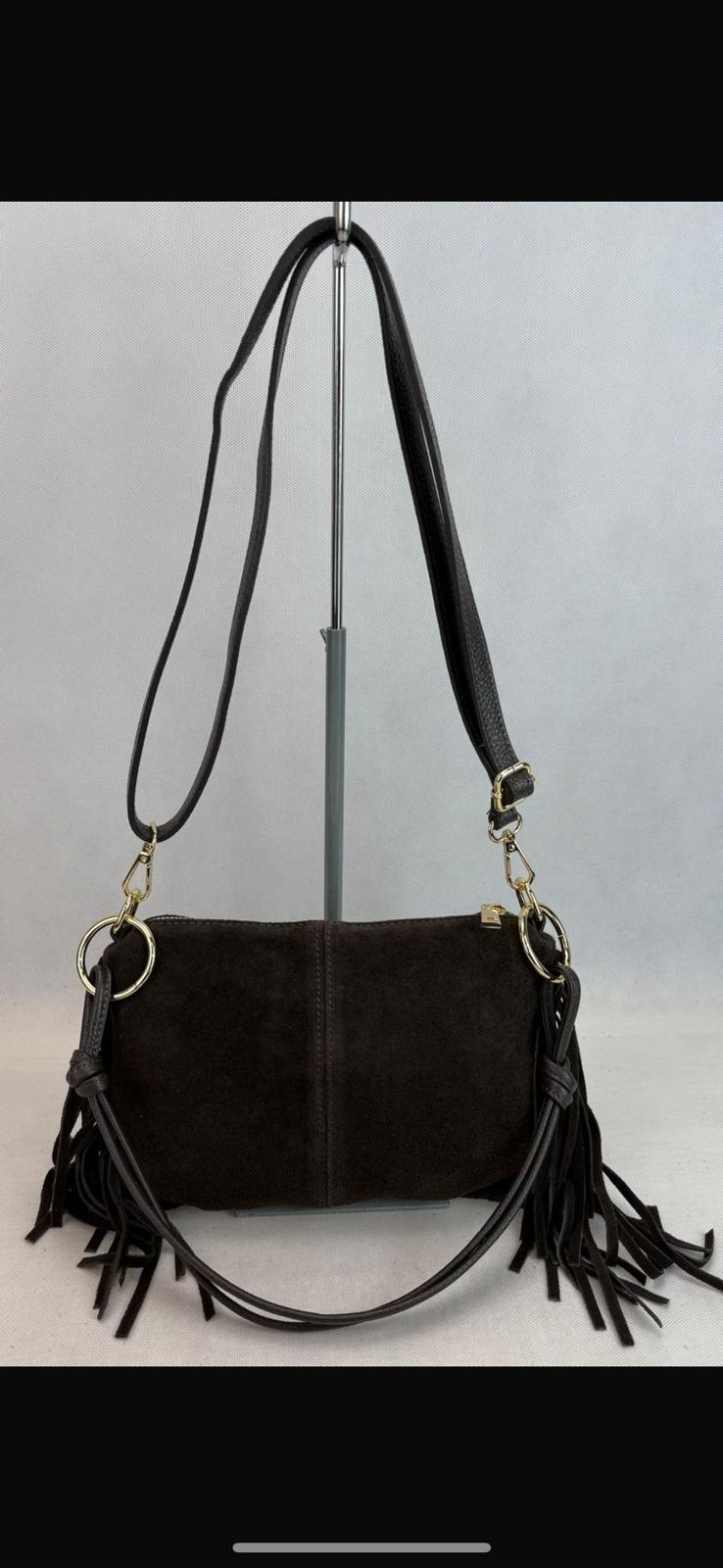 NOWOŚĆ Torebka zamsz naturalny VEZZE czekolada