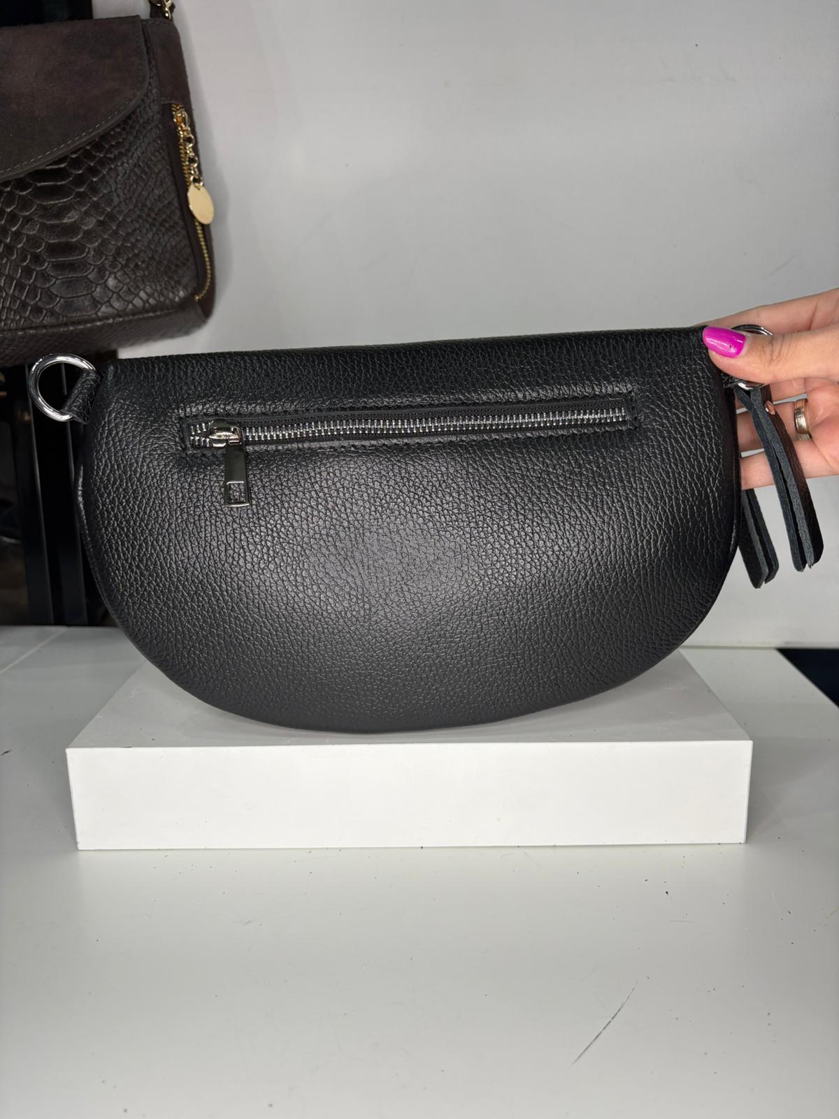 NOWOŚĆ Nerka skóra naturalna czarna włoska