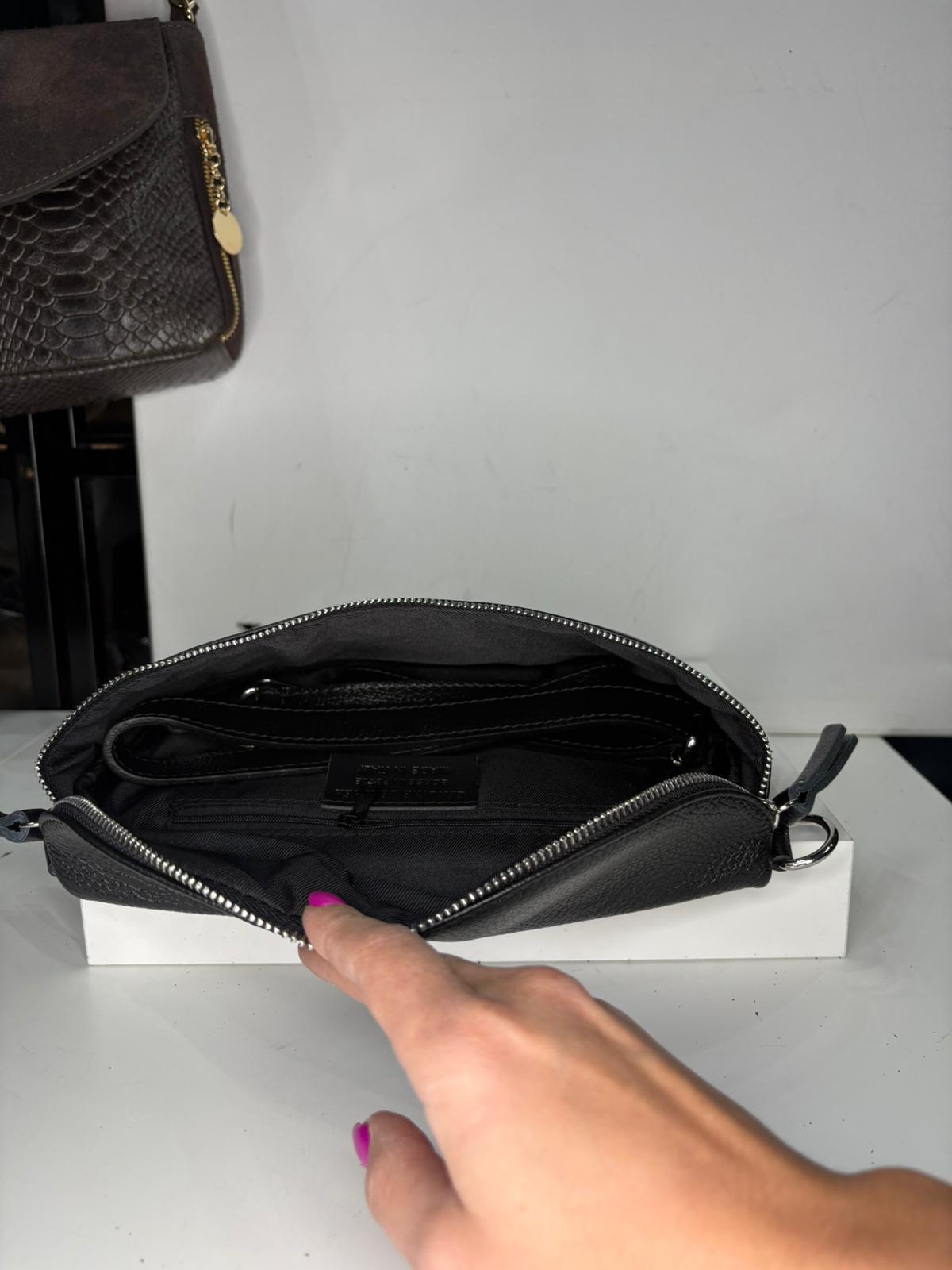 NOWOŚĆ Nerka skóra naturalna czarna włoska