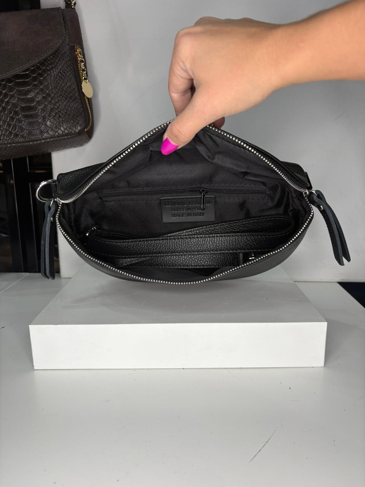 NOWOŚĆ Nerka skóra naturalna czarna włoska