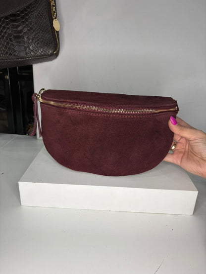 NOWOŚĆ Nerka zamsz naturalny bordo włoska