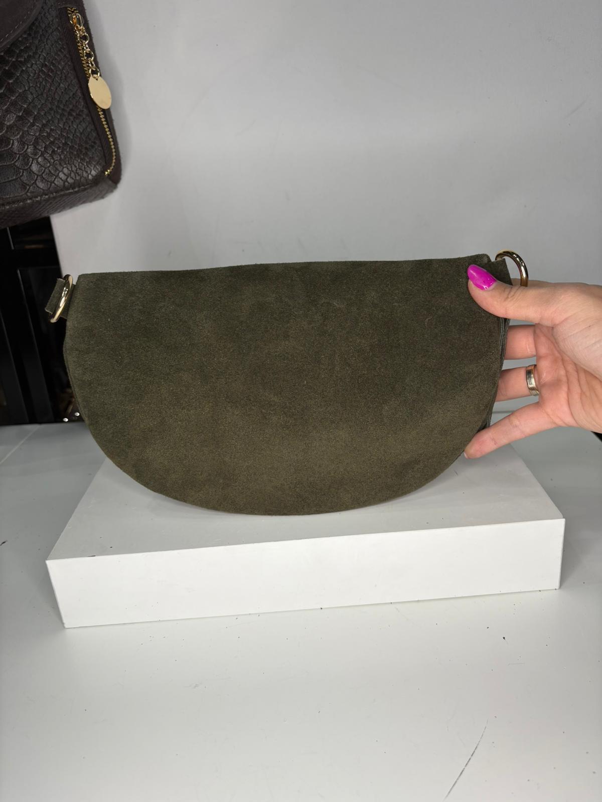 NOWOŚĆ Nerka zamsz naturalny zieleń włoska