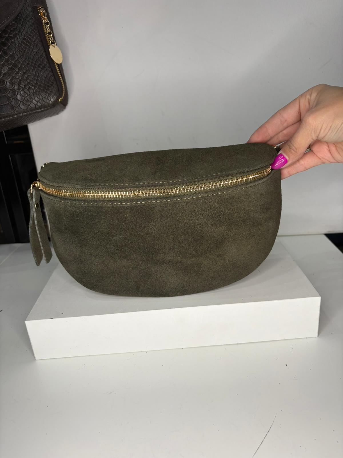 NOWOŚĆ Nerka zamsz naturalny zieleń włoska