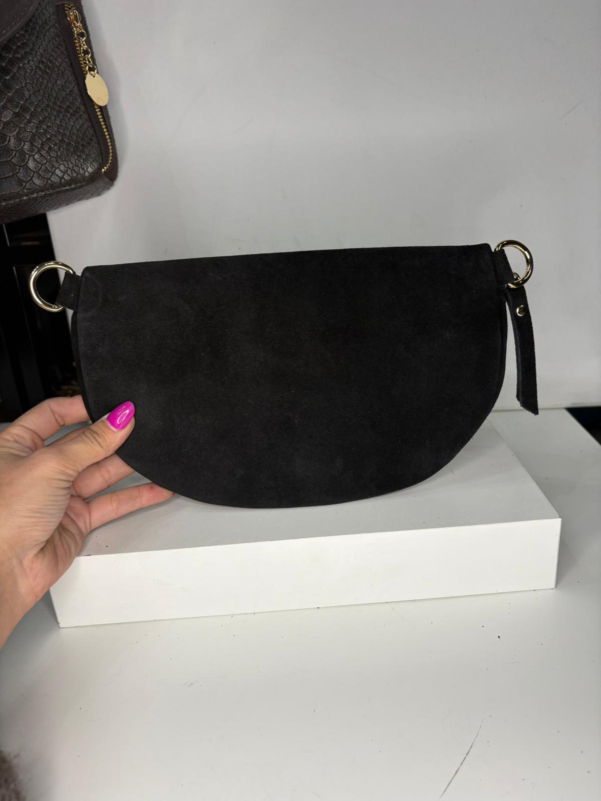 NOWOŚĆ Nerka zamsz naturalny czarna włoska