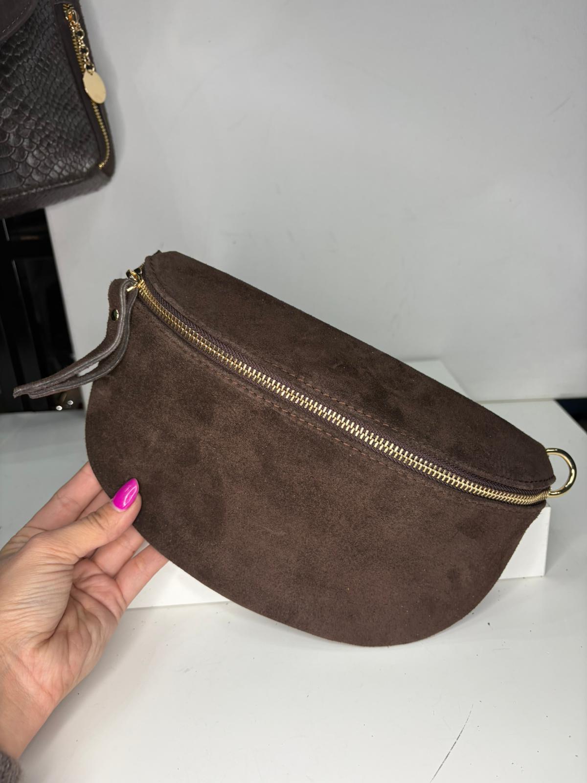 NOWOŚĆ Nerka zamsz naturalny czekolada włoska