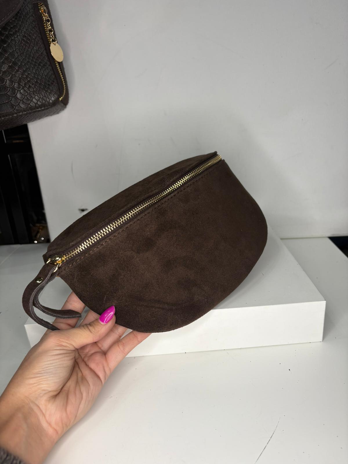 NOWOŚĆ Nerka zamsz naturalny czekolada włoska