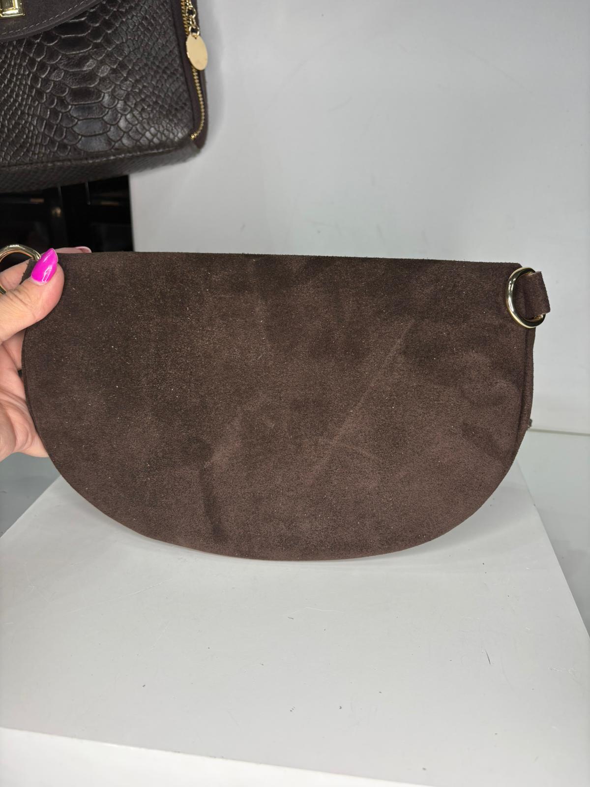 NOWOŚĆ Nerka zamsz naturalny czekolada włoska