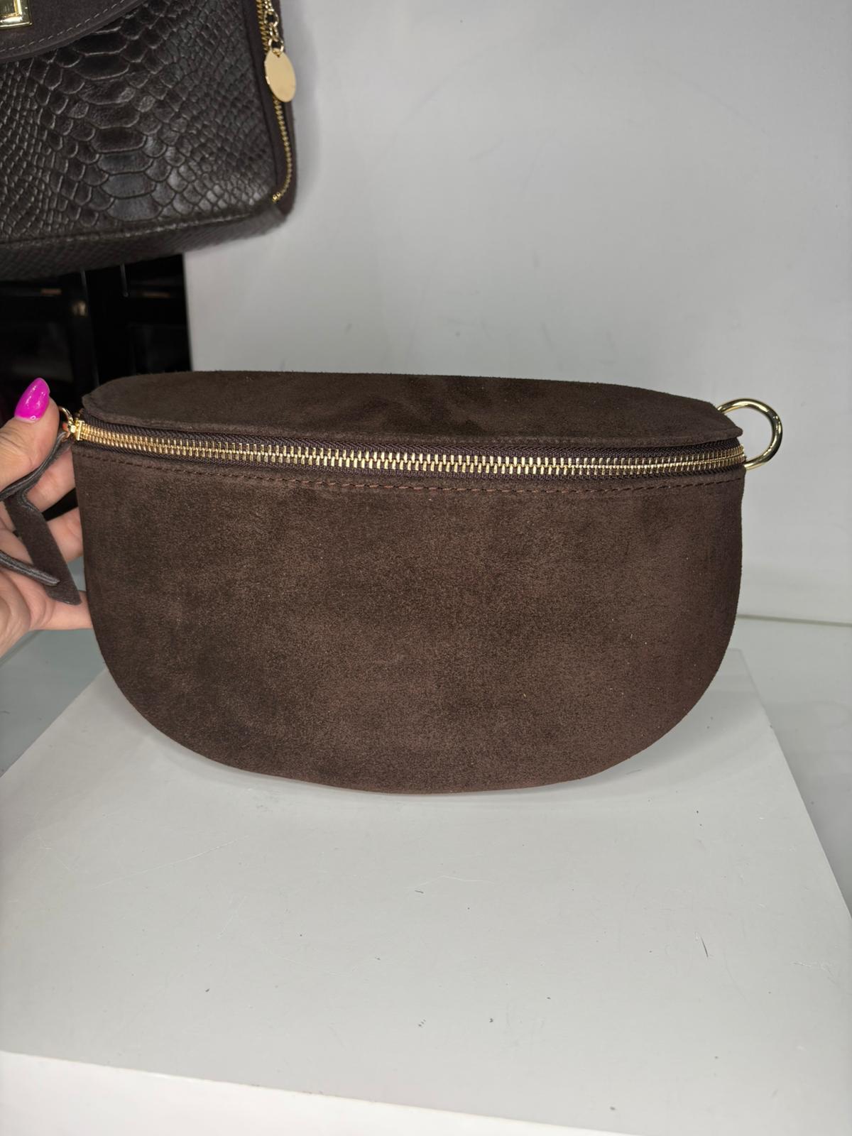 NOWOŚĆ Nerka zamsz naturalny czekolada włoska