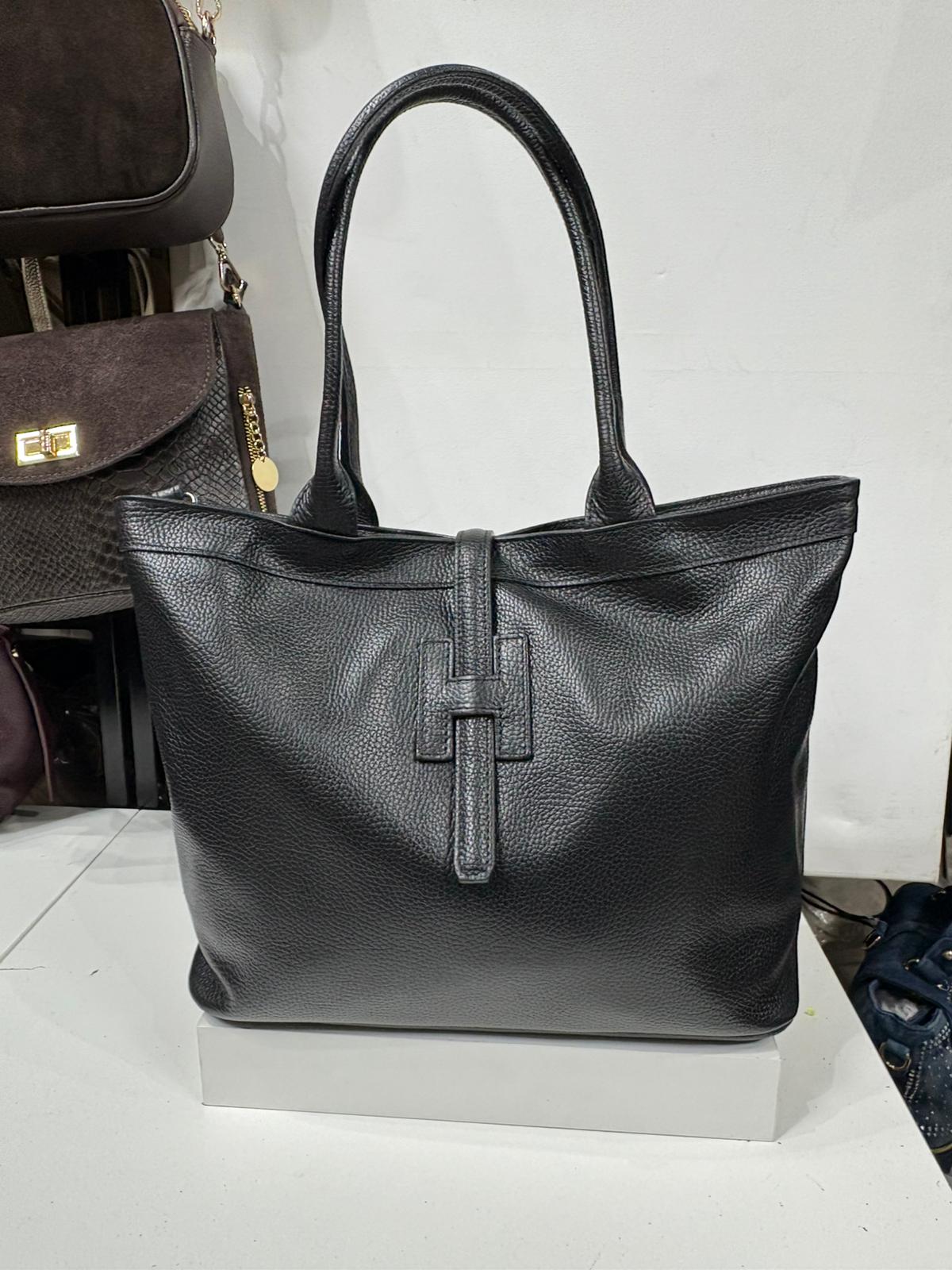 NOWOŚĆ Torebka skóra naturalna czarna włoska