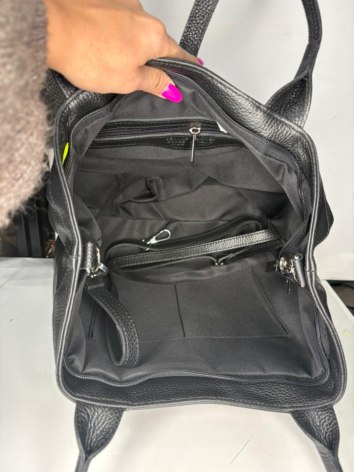 NOWOŚĆ Torebka skóra naturalna czarna włoska