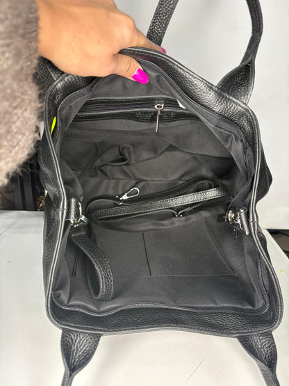 NOWOŚĆ Torebka skóra naturalna czarna włoska