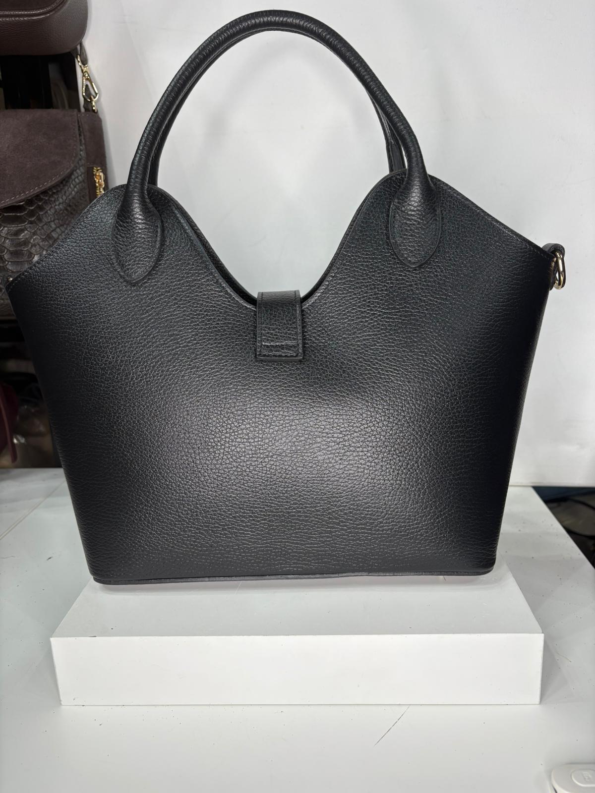 NOWOŚĆ Torebka skóra naturalna czarna włoska