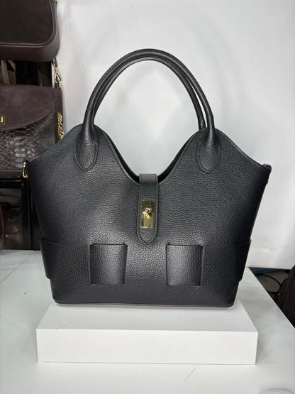 NOWOŚĆ Torebka skóra naturalna czarna włoska