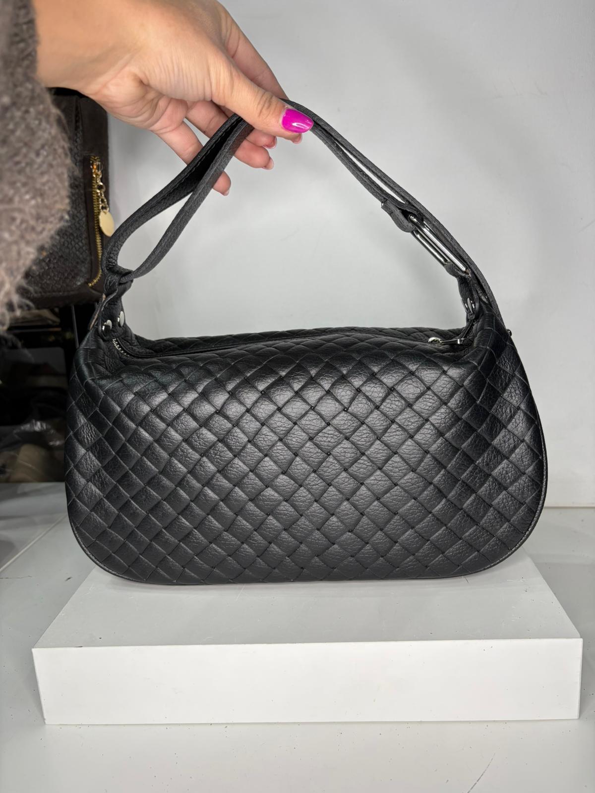 NOWOŚĆ Torebka skóra naturalna czarna włoska