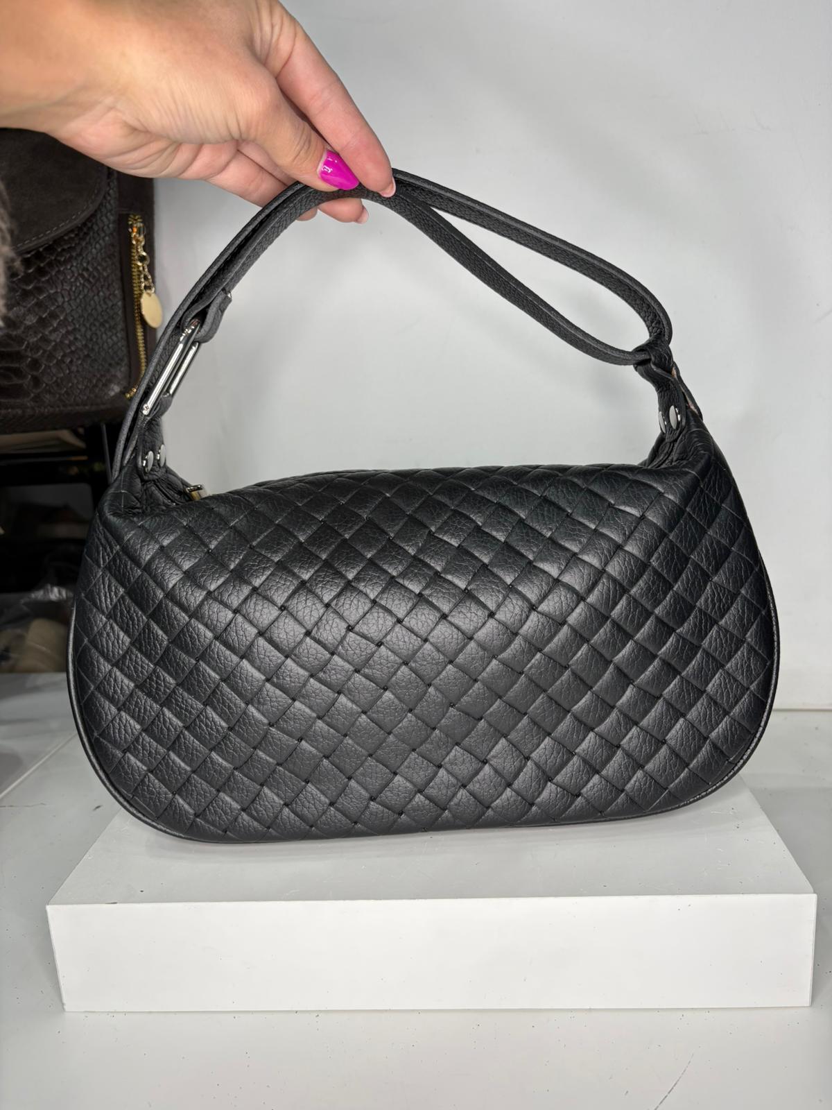 NOWOŚĆ Torebka skóra naturalna czarna włoska