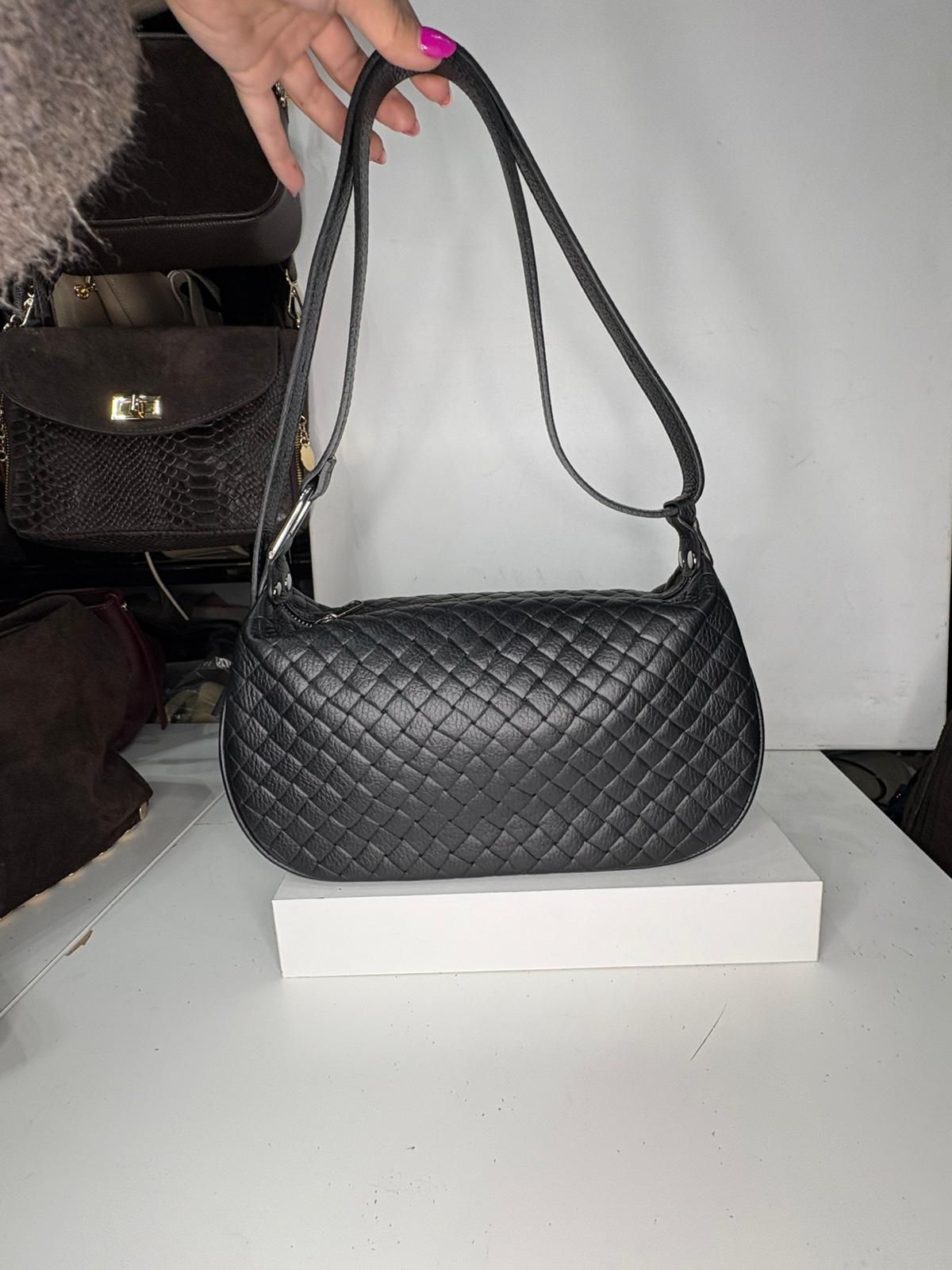 NOWOŚĆ Torebka skóra naturalna czarna włoska