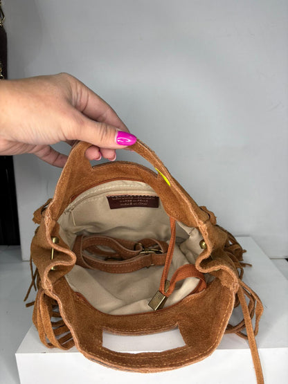 NOWOŚĆ Torebka zamsz naturalny camel włoska