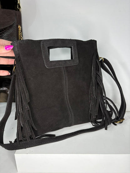 NOWOŚĆ Torebka zamsz naturalny czarna włoska