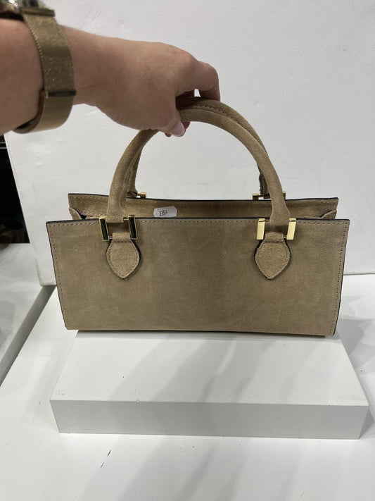 NOWOŚĆ ITALY TOREBKA SHOPPER  KOSZYCZEK ZAMSZ NATURALNY JASNY BEŻ