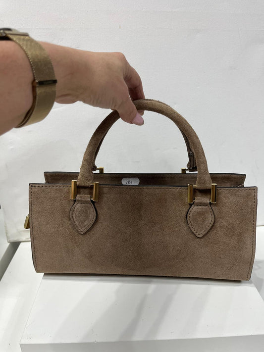 NOWOŚĆ ITALY TOREBKA SHOPPER KOSZYCZEK ZAMSZ NATURALNY BRĄZ