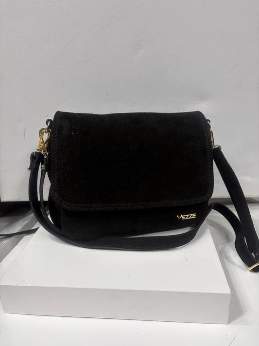 NOWOŚĆ Torebka Vezze zamsz naturalny czarny