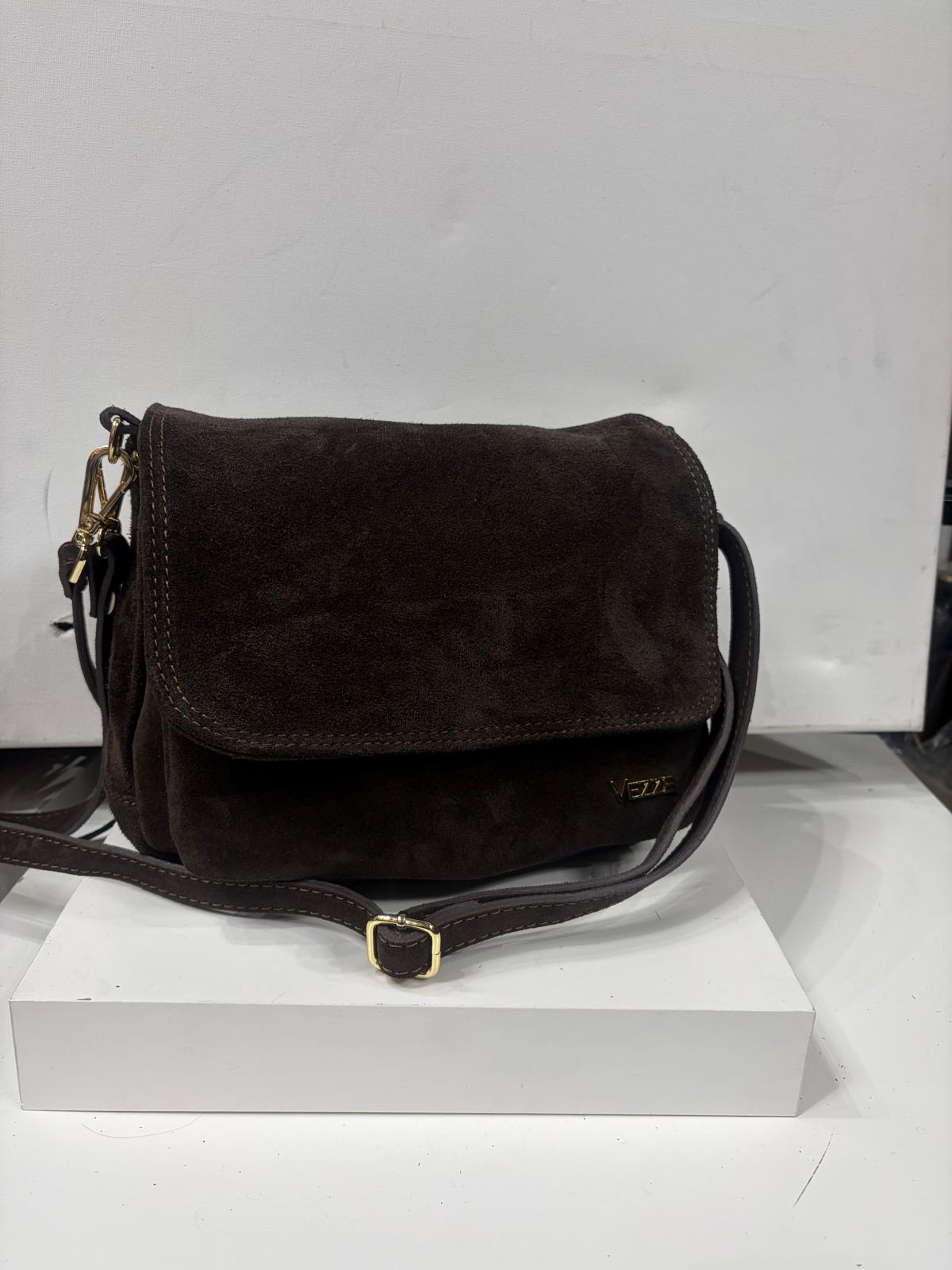 NOWOŚĆ Torebka Vezze zamsz naturalny czekolada