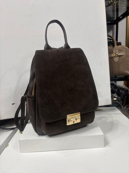 Nowość Włoska plecak skóra z zamsze VEZZE czekolada