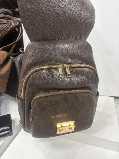 Nowość Włoska plecak skóra z zamsze VEZZE czekolada