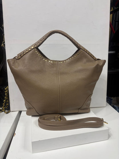 NOWOŚĆ TOREBKA MASSIMO CONTTI SKÓRA NATURALNA TAUPE