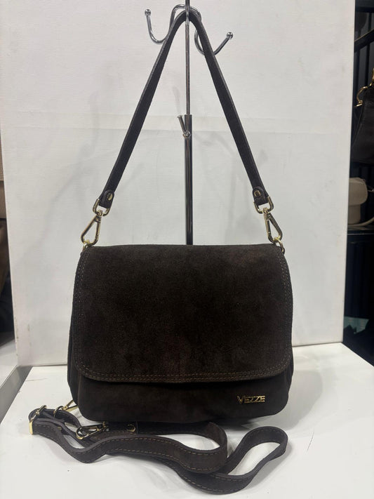 NOWOŚĆ Torebka Vezze zamsz naturalny Czekolada