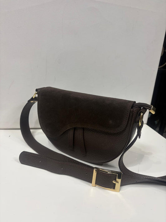 NOWOŚĆ Torebka Vezze skóra naturalna połączona z zamszem Czekolada