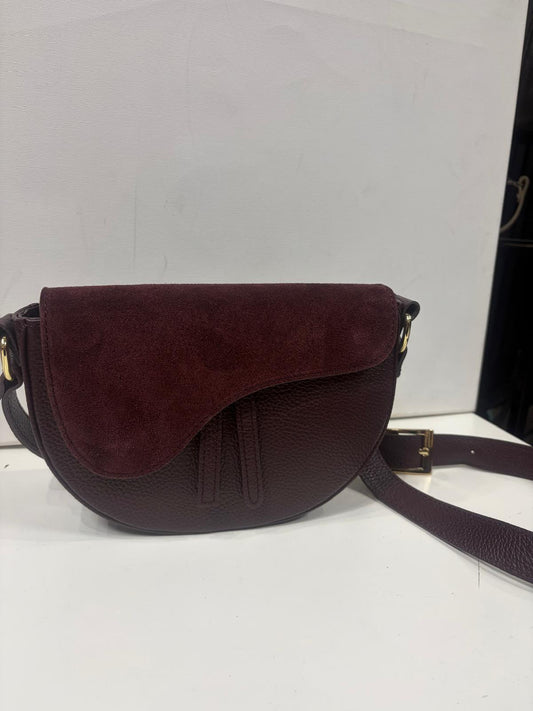 NOWOŚĆ Torebka Vezze skóra naturalna połączona z zamszem Bordo