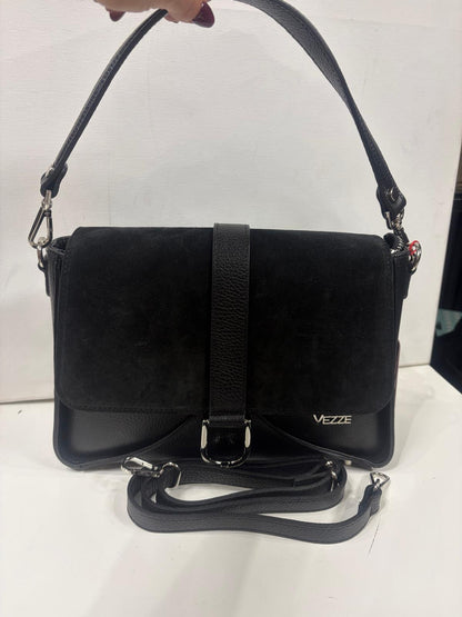 NOWOŚĆ Torebka Vezze skóra naturalna połączona z zamszem czarna
