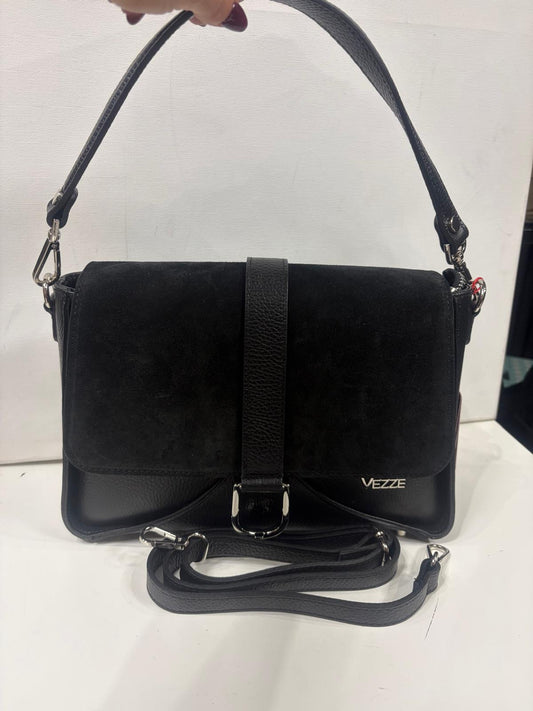 NOWOŚĆ Torebka Vezze skóra naturalna połączona z zamszem czarna