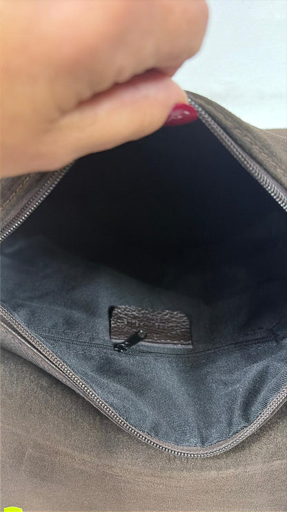 NOWOŚĆ Torebka Vezze zamsz naturalny Czekolada