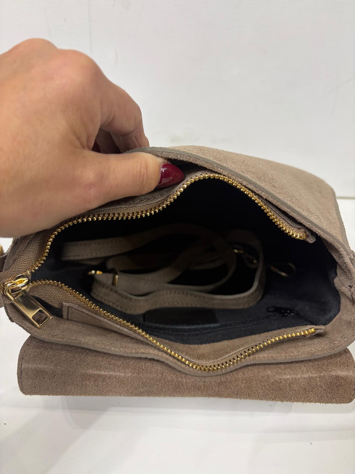 NOWOŚĆ Torebka Vezze zamsz naturalny Taupe