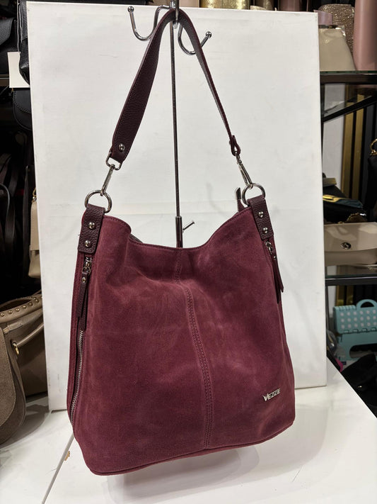 NOWOŚĆ Torebka Vezze zamsz naturalny Bordo