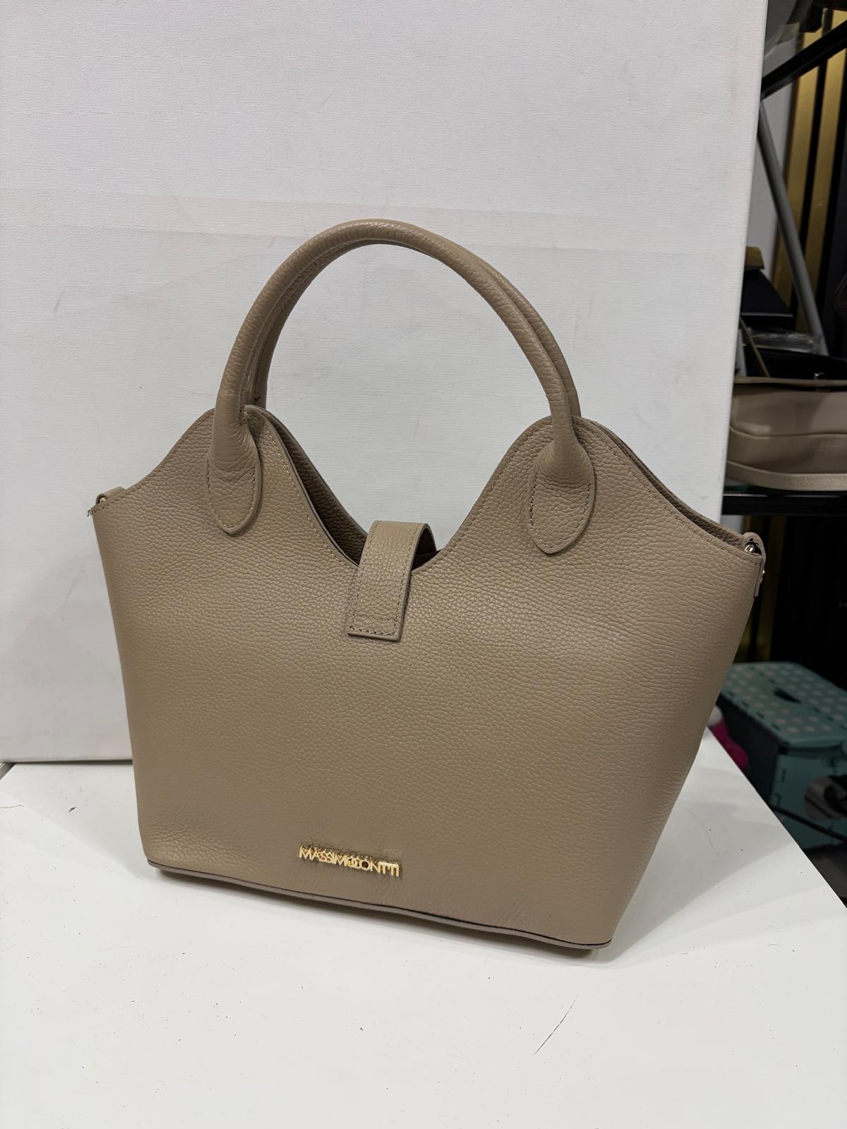 NOWOŚĆ TOREBKA MASSIMO CONTTI SKÓRA NATURALNA BEŻ